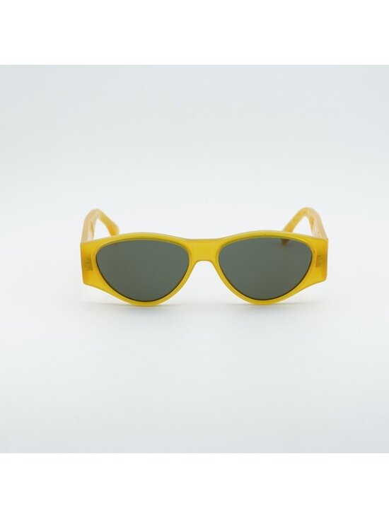 Fendi FE40158I 39N Sunglasses Shiny Yellow Oval Frame, Green Lenses main image 10